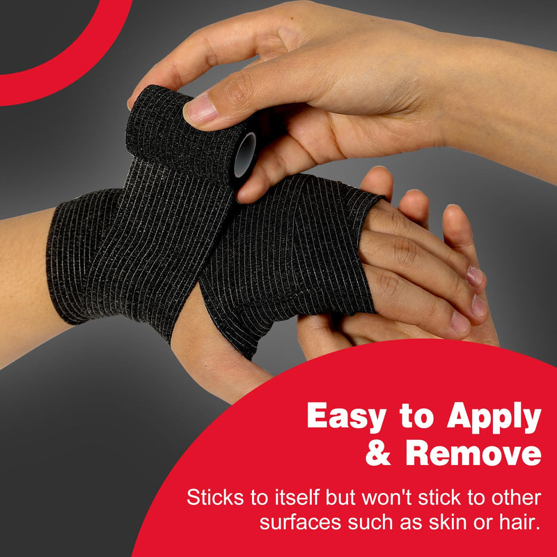 AZEN 20 Pack Self Adhesive Bandage Wrap Black, Black Athletic Tape, Vet Wrap, Tattoo Grip Tape Wrap, Ankle Tape, Cohesive Bandage Wrap F-20skin 2 Inch