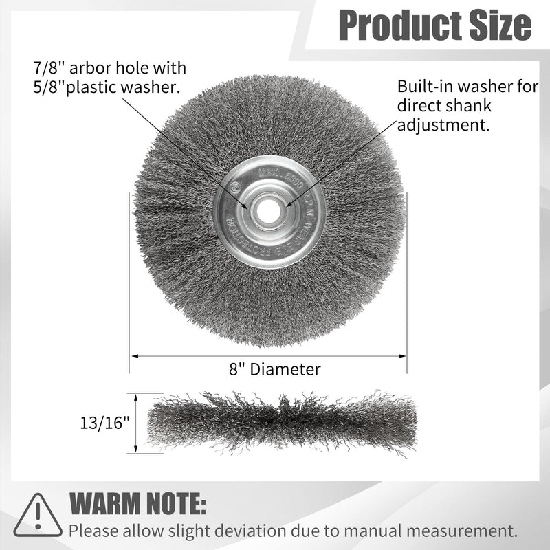 [Australia - AusPower] - 8-Inch Wire Wheel for Bench Grinder, 0.012 Carbon Steel Wire, Bench Wire Wheel Brush with 5/8" & 7/8" Arbor Hole, for Removal of Rust, Paint and Scale from Metal 1PC 8-Inch 