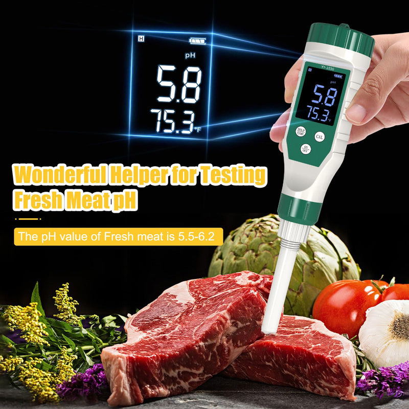 [Australia - AusPower] - Digital pH Meter for Food, Food pH Tester with High Accuracy pH Probe for Sourdough and Bread, Food pH Meter for Canning, Meat, Cheese, Solid Samples and Water, 0.01 Resolution pH Meter with Solution 