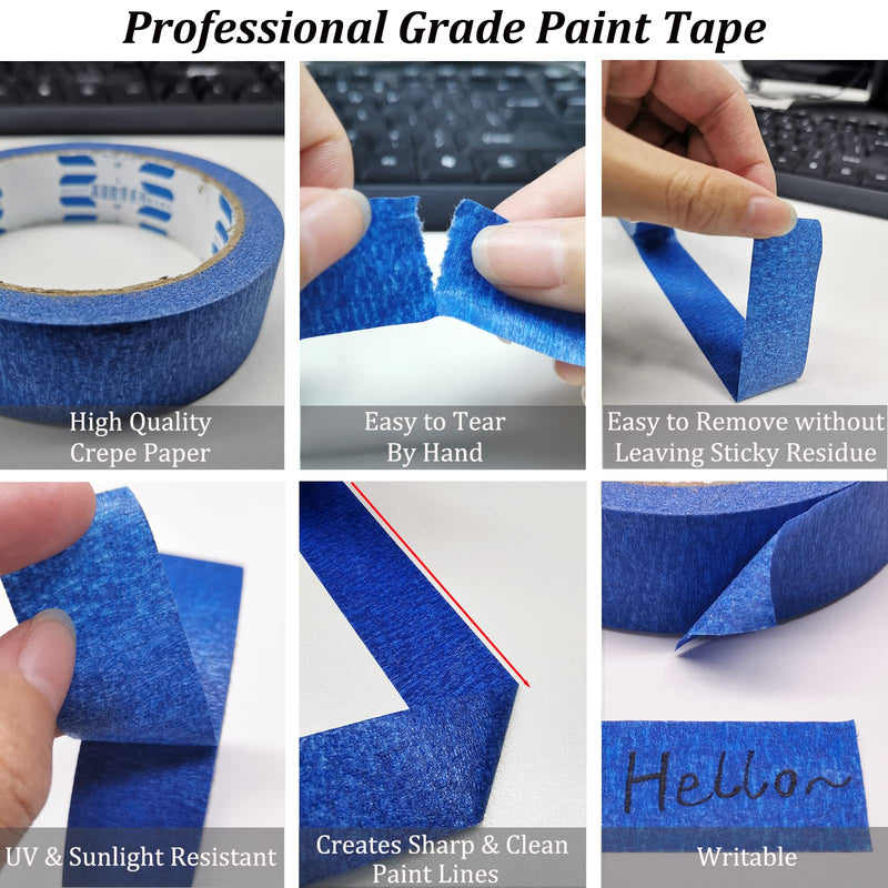 [Australia - AusPower] - 4 Rolls Premium Blue Painters Tape, Masking Tape, Adhesive Paint Tape (88yd=4*0.94in*22yd), Painter's Paper Tape for Wall Painting, DIY Artist Craft Arts, Decoration, Drafting, No Residue,Easy Removal 4 Rolls, 0.94" x 22 Yds 