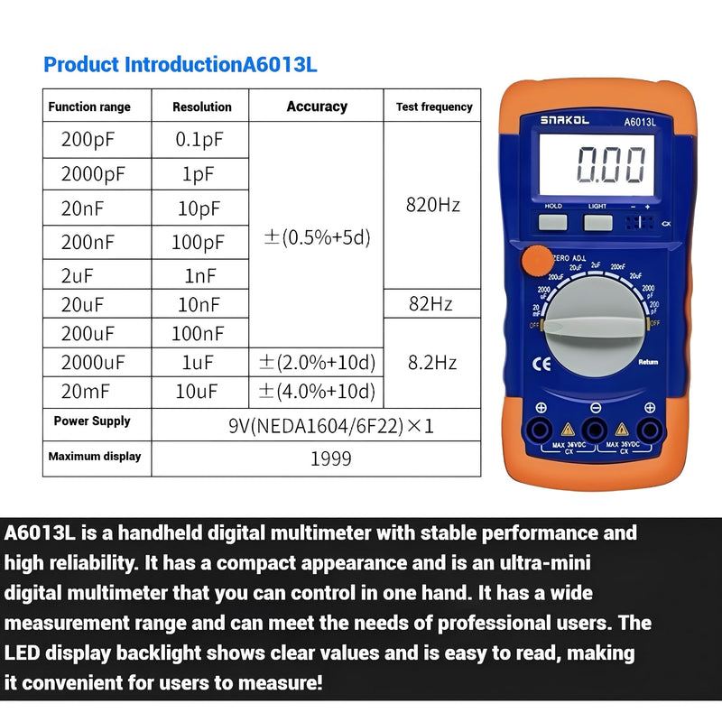 [Australia - AusPower] - A6013L Measure Inspect Capacitance Meters Capacitance Tester 
