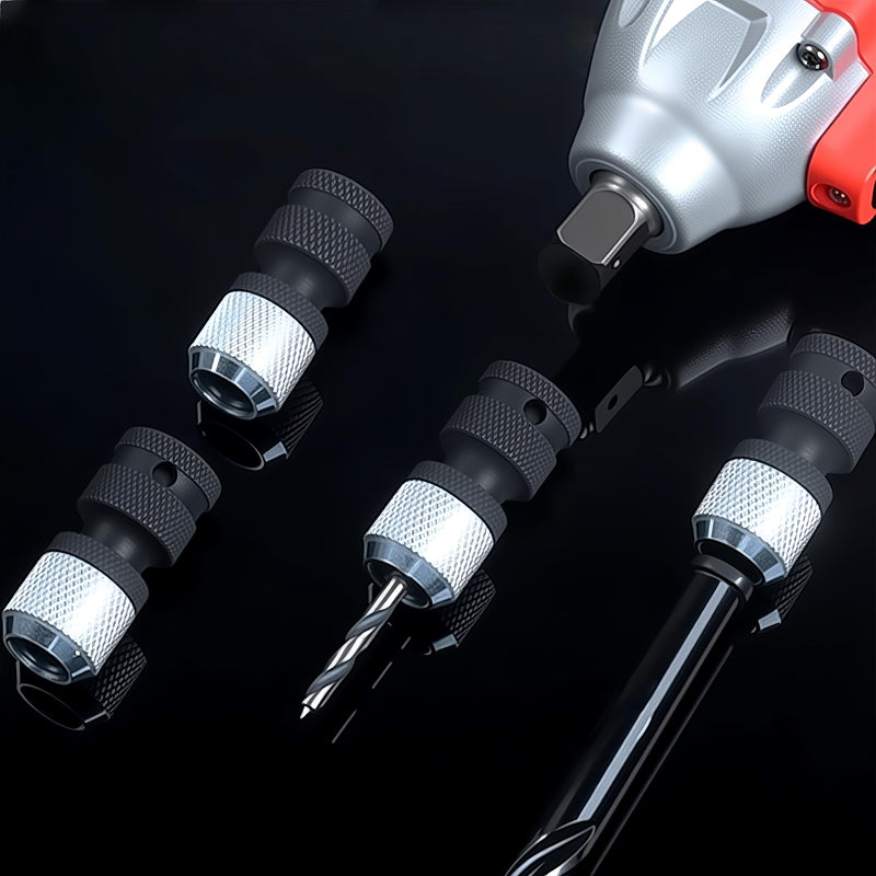 [Australia - AusPower] - 2 PCS 1/2 Square Drive to 1/4 Hex Female Socket Adapter, Drill Chuck for Impact Wrench, Impact Drill Adapter, Quick-Change Design, CrMo Steel 
