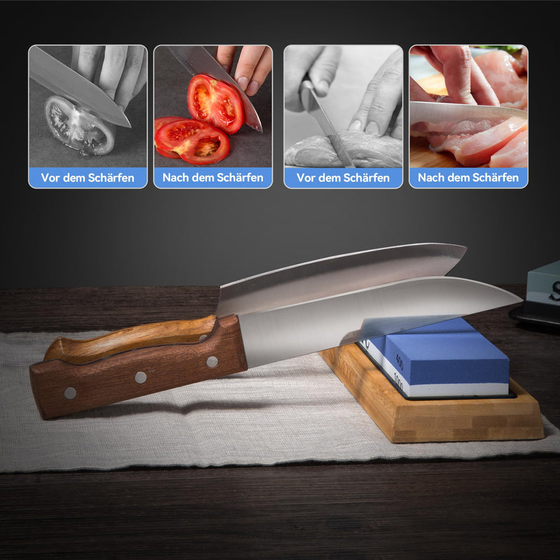 [Australia - AusPower] - S SATC Professional Whetstone 8-in-1 Whetstone for Knives Durable Sharpening Stone Grit 400 1000 3000 8000 Whetstone Sharpening Stone Knife Sharpening Stone Set 