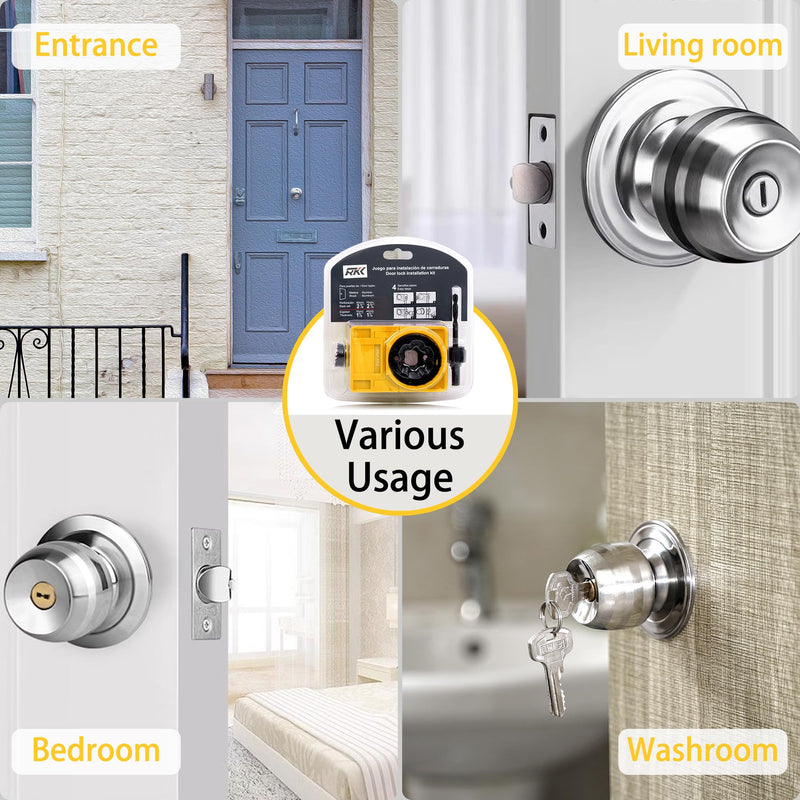 [Australia - AusPower] - RKK Door Lock Installation Kit - Deadbolt & Door Knob Hole Saw Kit - Yellow 