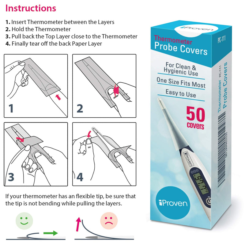 [Australia - AusPower] - iProven Disposable Probe Covers for Oral Thermometer and Rectal Thermometer, 50 Count - iProven PC-111 