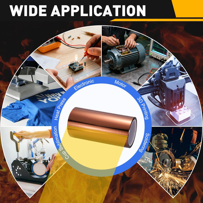 uxcell Heat Tape, 200mm x 33m (108ft) Polyimide Heat Transfer Sublimation Tape No Residue High-Temperature Resistant Tapes for Heat Press Soldering Circuit Board, Brown 200mm x 33m (108ft) 1