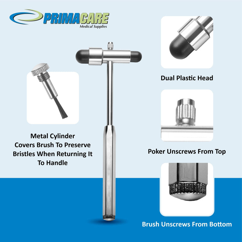 [Australia - AusPower] - Primacare DH-3693 Buck Neuro Reflex Hammer | Neurological Reflexes Testing Hammer with Dual-Plastic Head & Built-In Brush | Best Medical Supplies for Doctors, Nurses and Students | 7.5 Inches 1 