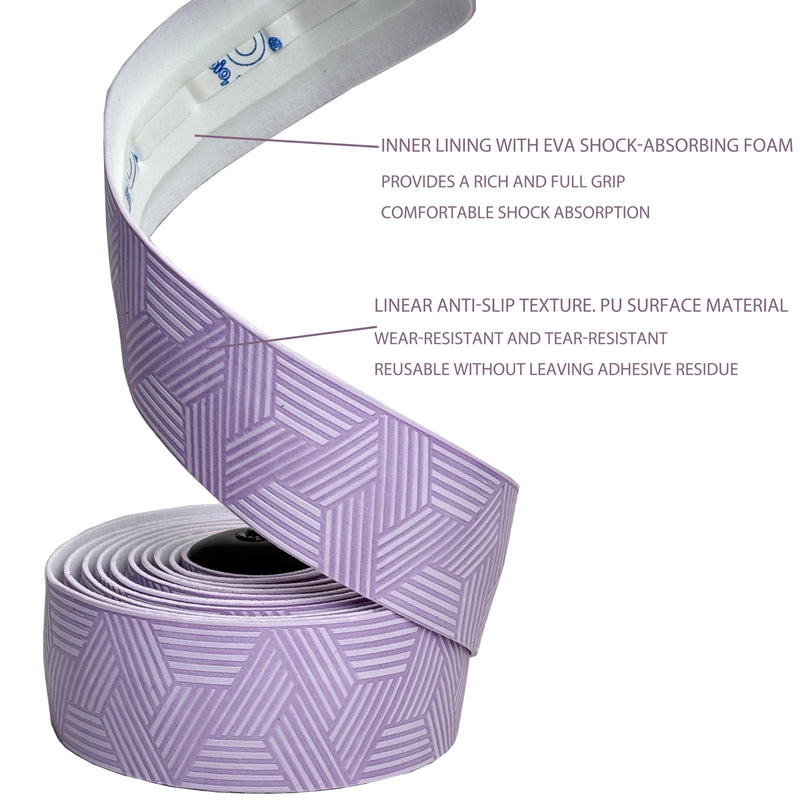 Bike Handlebar Tape, PU Anti-Slip and Wear-Resistant+EVA Shock-Absorbing and Comfortable Bar Tape for Road Bike, Gravel Bicycle Tape with End Plugs, 2 Roll Wrap Grips Tape (Light Purple) light purple