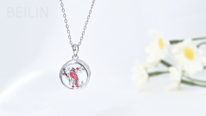 BEILIN Red Cardinal Urn Necklace Pendant Ashes Cremation Jewelry for Women