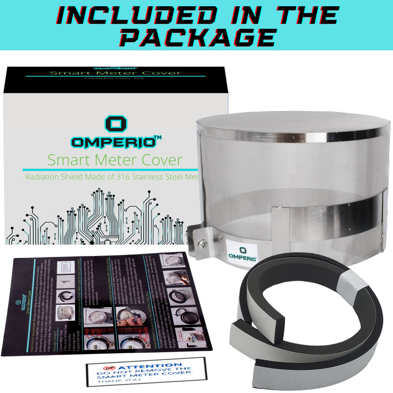 [Australia - AusPower] - OMPERIO Smart Meter Cover RF-Radiation Shield Guard EMF Protection, Reduces EMF RF and 5G, Stainless Steel 316 Faraday Cage (Designed in USA by OMPERIO® Family Brand) 