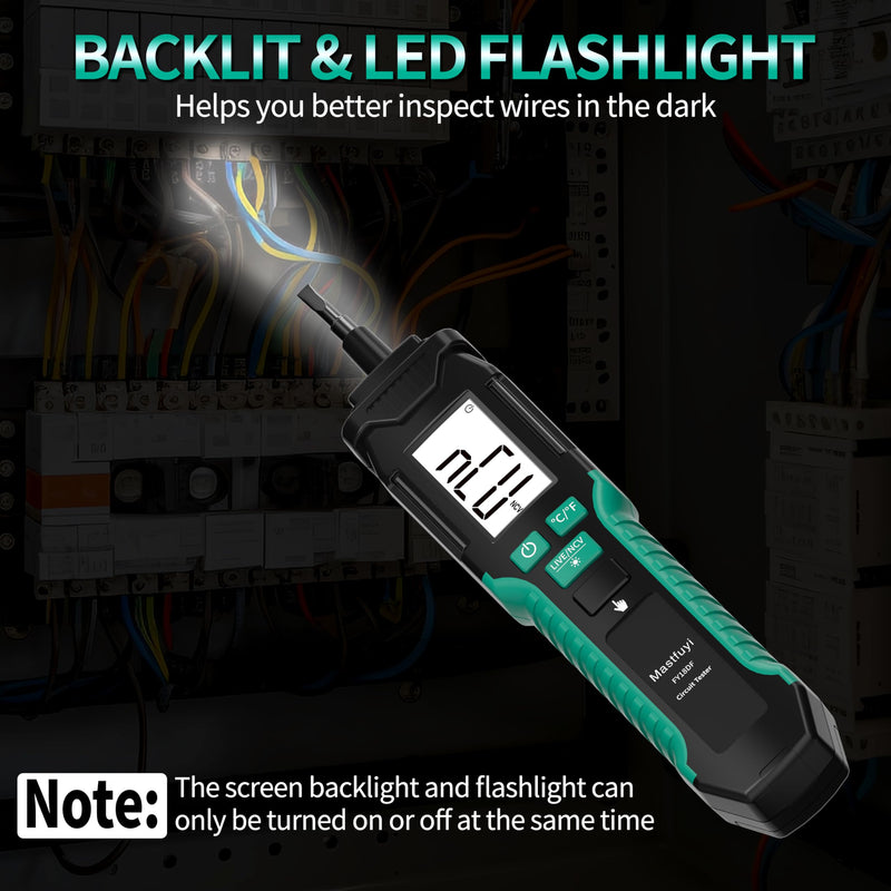 [Australia - AusPower] - Non Contact Voltage Tester, Electrical Tester Pen, AC Voltage, Live/Null Wire Tester, Light Bulb Tester Tools with LCD Backlight Display, Buzzer Alarm, Flashlight,Wire Breakpoint Finder 