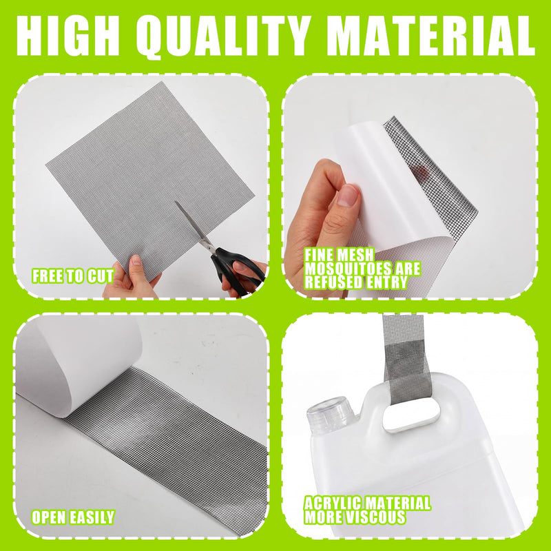 CroBlissful 6pcs Extra Wide 10" x 10"Window Screen Patches Repair Kit Black Screen Tape Mesh Replacement Door Strong Adhesive Fiberglass Repair for Window Door Holes Tent Nets