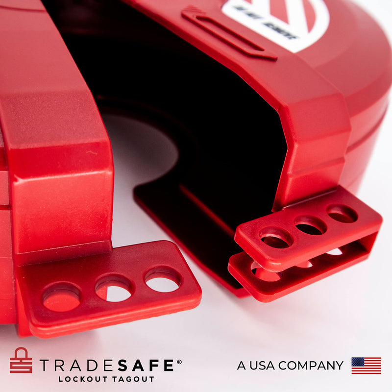 [Australia - AusPower] - TRADESAFE Gate Valve Lockout - Red Lockout Tagout Valve for 5 inch to 6-1/2 inch Diameter Valve Handles, OSHA Compliant, Impact Resistant Propane Tank Lock, Gas Lock 5" - 6-½" Red 