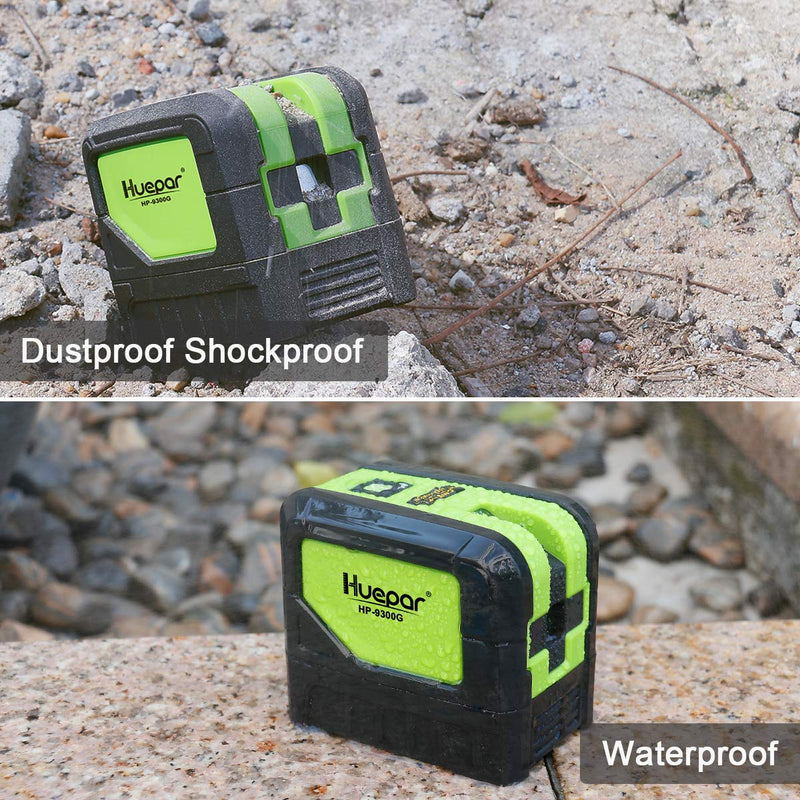 3 - Plumb Dot Laser Leveler Tool (No Laser Line), Huepar 3 Spots Laser Self-Leveling Green Plumb Bob for Soldering and Points Reference Positioning, 197Ft Working Range, Battery Included - 9300G 9300G Laser Level