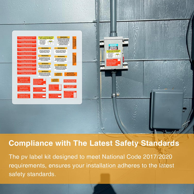 [Australia - AusPower] - 35 Pcs PV Solar Labels,Electrical Panel Stickers,Photovoltaic Safety Power Source Caution Labels Meet The NEC 2020,2017 Standards for Most Residential & Commercial Photovoltaic Solar Projects 