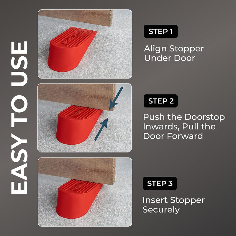 Large Big Rubber Door Stopper Made In USA - Door Stop Wedge for Carpet, Tile,Concrete Floor - Door Stoppers for Bottom of Door -Tall Heavy Duty for Commercial & Home- 6.5 x 2.75 x 1.9 Inches Black 5PK 5
