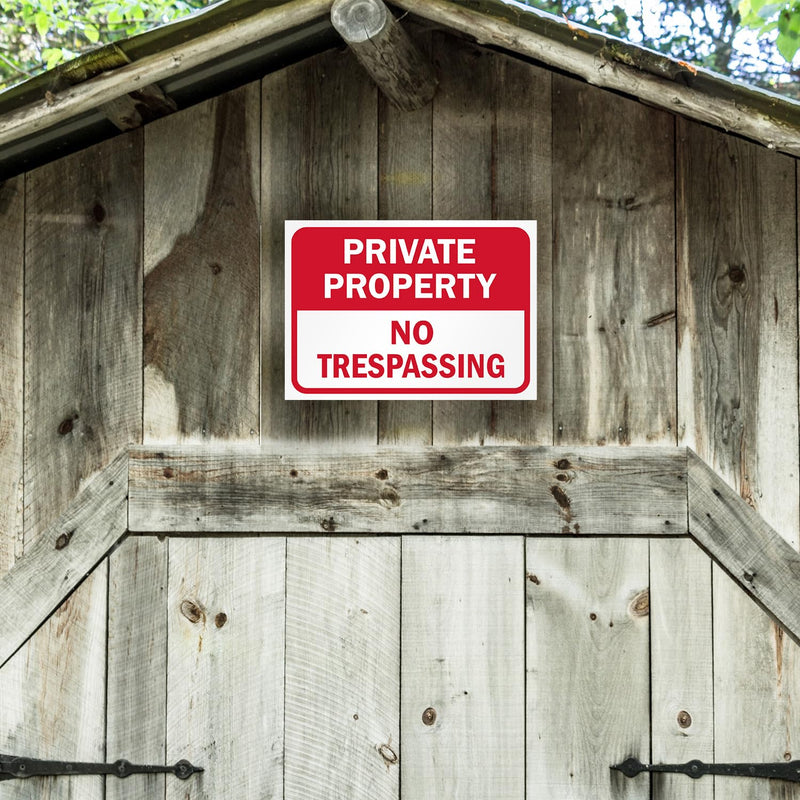 SmartSign "Private Property No Trespassing" Rip-Out Sign Book with 20 Sheets | 10" x 14" Plastic, Write-On Tear Out Signs, Red/White Private Property