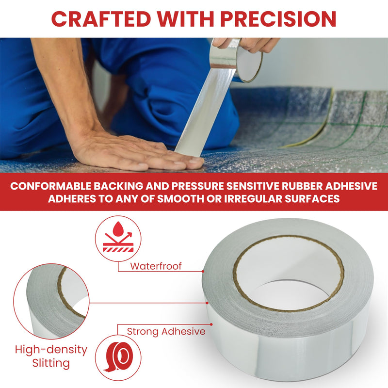 GGR Supplies AF-20R Professional/Industrial Grade High Temperature Heat Shield Resistant Aluminum Foil Tape Ideal for HVAC, Air Ducts Repair & More (3.6Mil): 2 in. Wide x 50 yds. 2" in. x 50 yds.