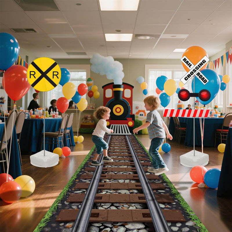 Reallnaive Express Train Party Decorations 79-87 Inch Railroad Crossing Sign Traffic Crossing Sign for Train Theme Wild West Western Birthday Cowboy Party Decor Supplies