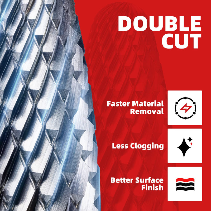 [Australia - AusPower] - EZARC Tungsten Carbide Rotary Burr Bit, SF-5 Double Cut Carbide Burr 1/4" Shank Die Grinder Cutting Burrs Bit for Metal Working & Sturdy Storage Case Single-Pack 