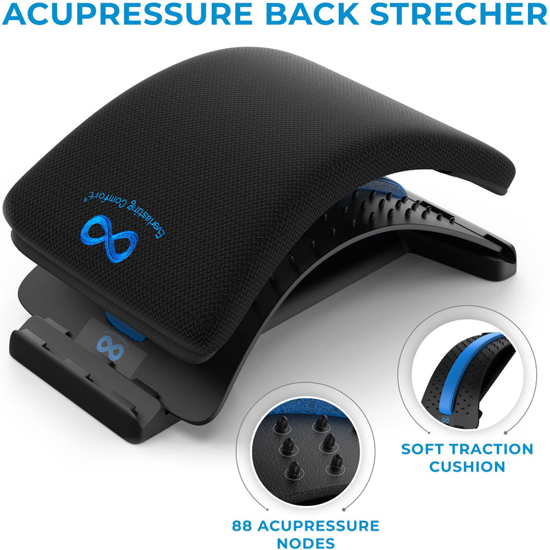 [Australia - AusPower] - Everlasting Comfort Back Stretcher for Lower Back Pain Relief - Adjustable Spine Decompressor, Lumbar Support, Back Pain Relief Products, with 88 Acupressure Nodes and Memory Foam Pad - Back Cracker 