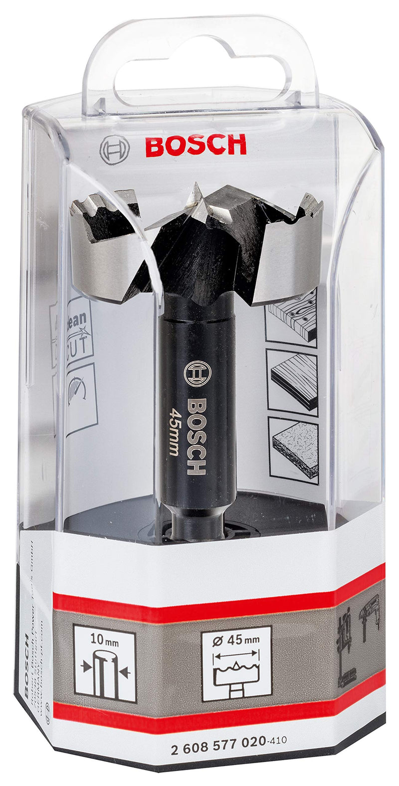 [Australia - AusPower] - Bosch 2608577020 Toothed Forstner Drill Bit, Silver/Black, 45 m 