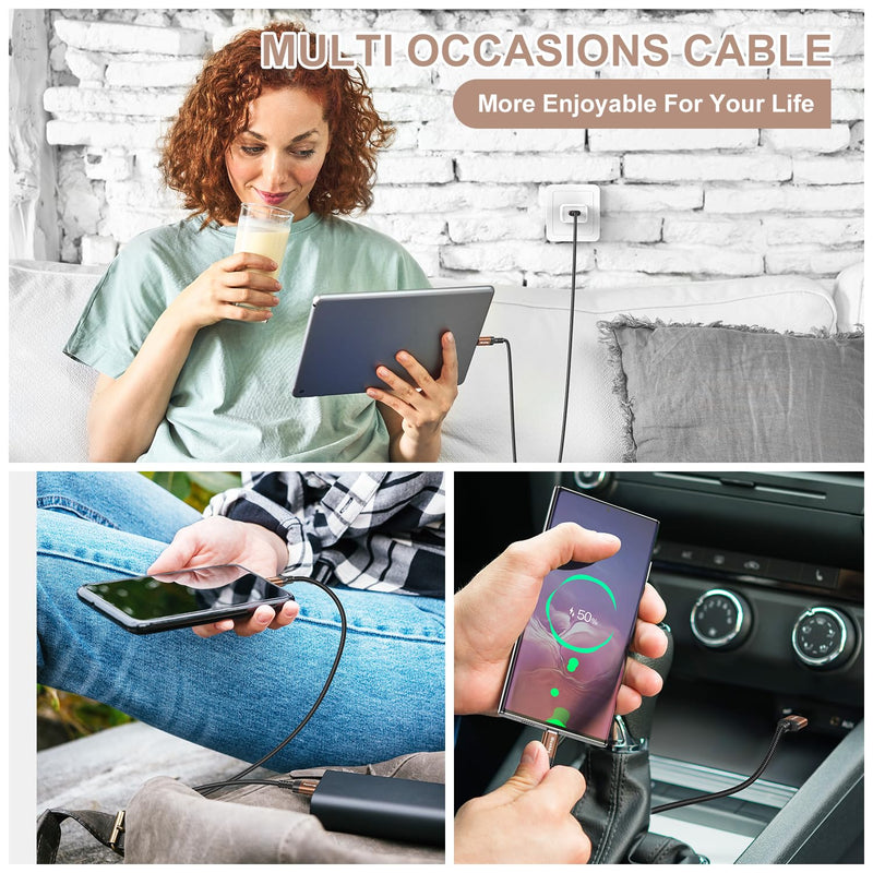 USB C Cable 3 m [Pack of 2] Charging Cable USB C Fast Charging Cable, 3.1A Nylon Braided USB A to USB C, Long Mobile Phone Charging Cable for Samsung Galaxy S24/S23, Pixel, LG and USB-C Devices 3 m + 3 m Golden Brown