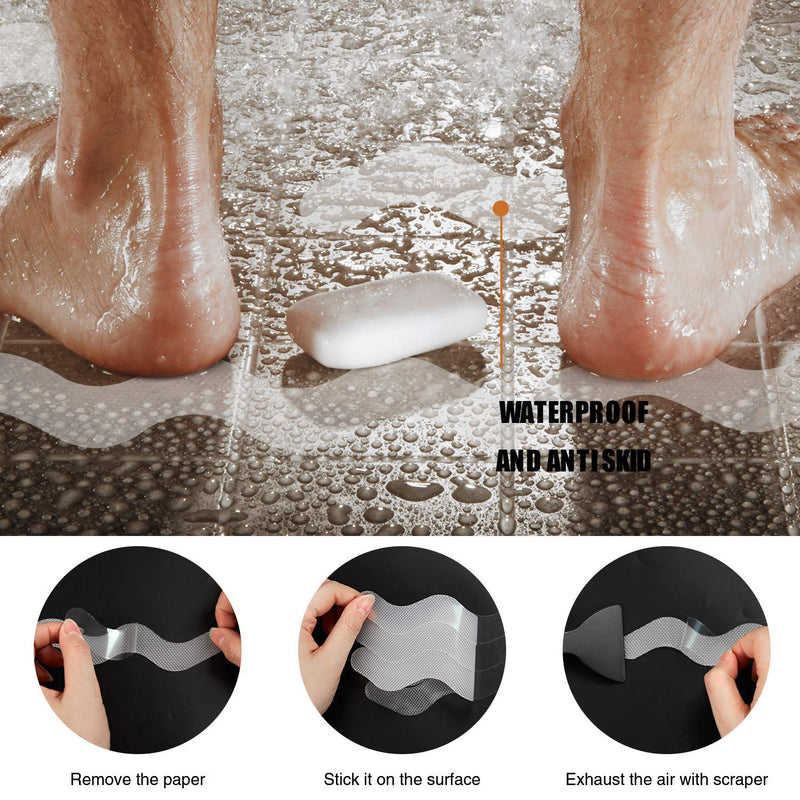 Secopad 24 PCS Patented Anti Slip Shower Stickers and 2 in X 30 FT (360IN) Black Window Screen Repair Tape