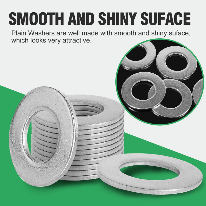 [Australia - AusPower] - 1" Stainless Steel Flat Washers - 2" Outside Diameter, 304?18-8?Stainless Steel Washers Metal Washers for Screws Bolts, Pack of 10 1" x 2" 