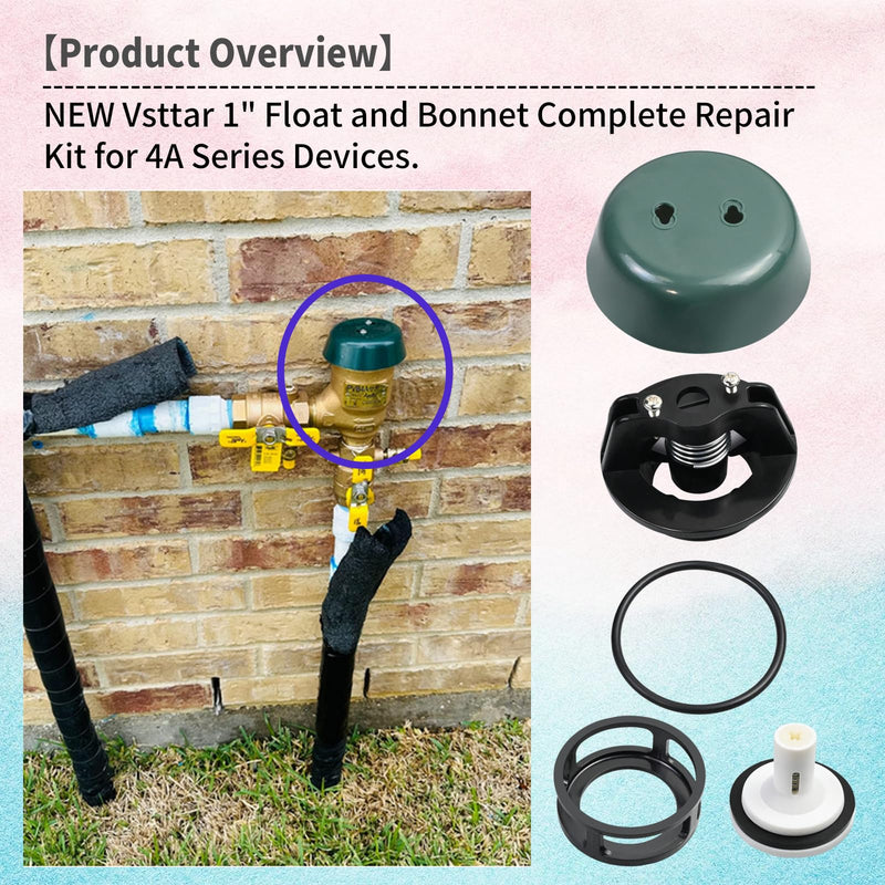 [Australia - AusPower] - 1" valve port Float and Bonnet Complete Repair Kit for 4A Series Devices,4A-005-07,4A00507 Complete Top Half Repair Kit,Compatible with Apollo backflow preventer(Not for 1/2" 3/4" 1-1/4" valve port) 