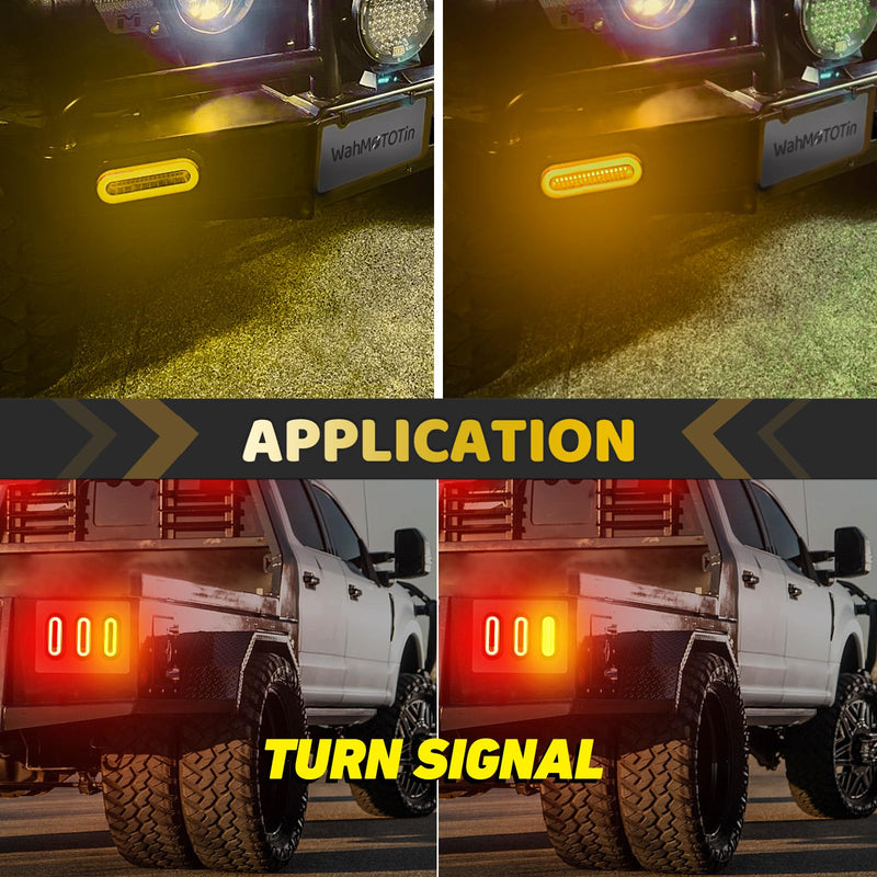 [Australia - AusPower] - 2Pcs 6" inch Smoked Lens Oval Amber Halo 52 LEDs Trailer Lights w/Flange Surface Mount Park Turn Signal Tail Indicator Marker Light【Patented】 Submersible IP67 for Boat/Truck/RV/Van,DC12V 