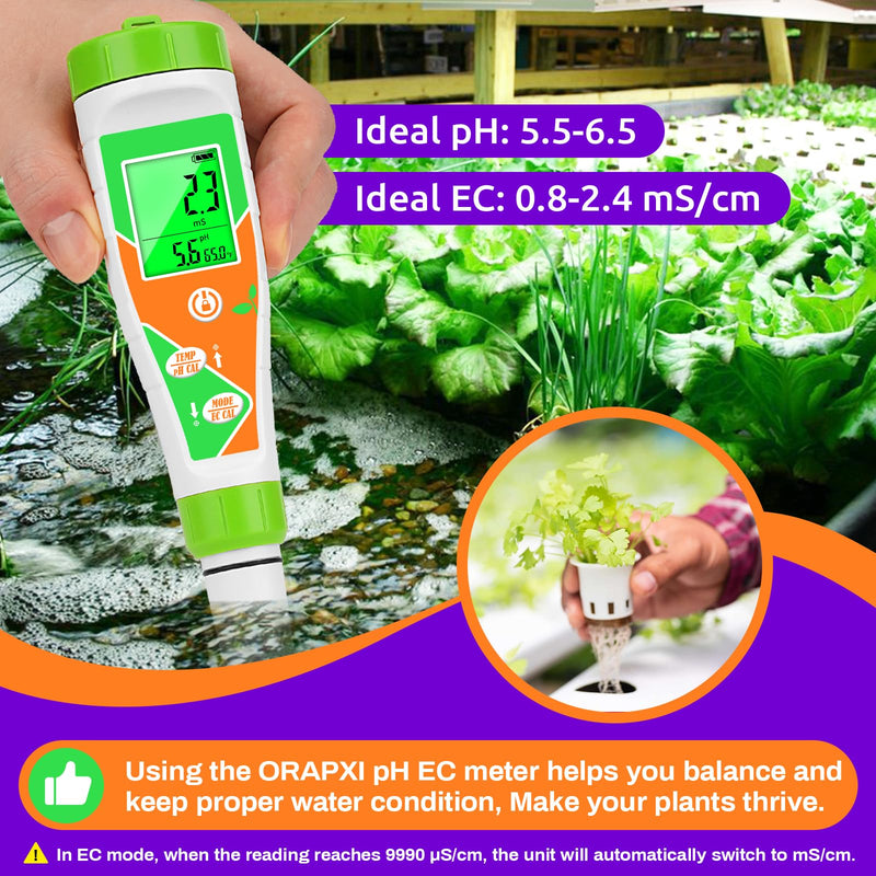 [Australia - AusPower] - pH Meter for Water Hydroponics Nutrient 4 in 1 Digital EC pH TDS Temp Meter for Water System PPM and EC Water Tester for Hydroponics, Indoor/Outdoor Plant Grow, DWC System, Gardening 