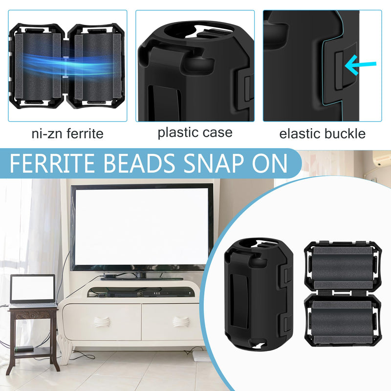 [Australia - AusPower] - 25Pcs Ferrite Chokes Ferrite Beads Snap on RFI EMI Noise Suppressor Cable Clip for 3.5mm 5mm 7mm 9mm 13mm Diameter Cable 