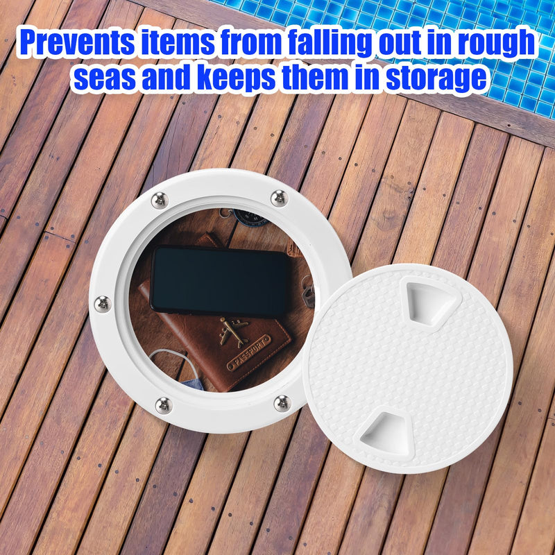 Landical 3 Pack Boat Hatch Circular Non Slip Inspection Hatch Boat Detachable Deck Hatch Cover with 18 Attached Screw Boat Parts for Marine Yacht RV Truck Vent Accessories 4 Inch White
