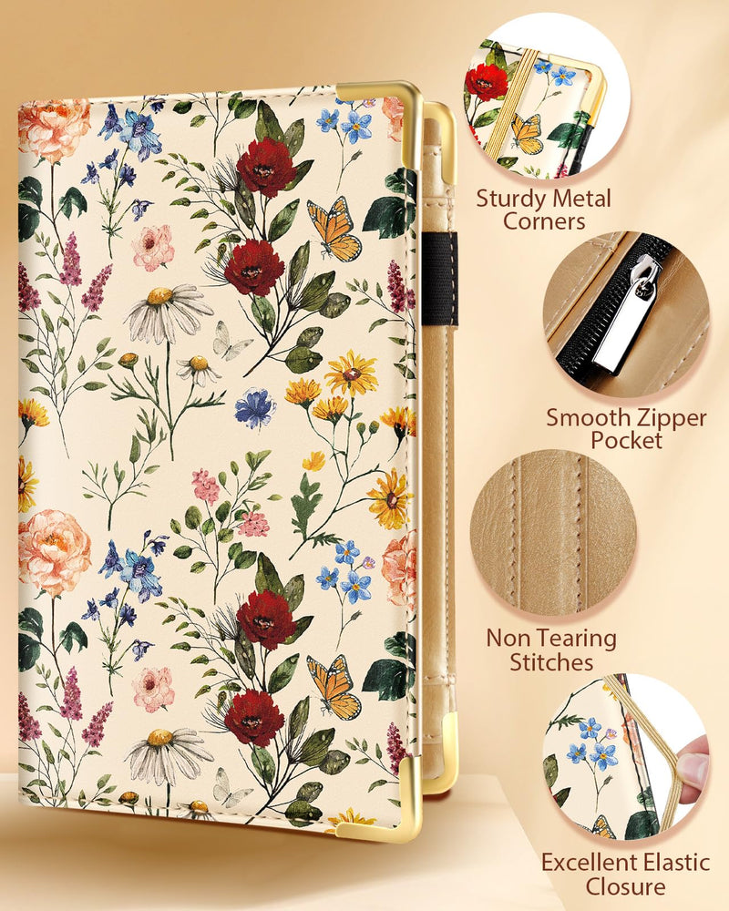 [Australia - AusPower] - Server Book for Waitress Cute Serving Books with Zipper Pocket Accessories Leather Server Check Book Restaurant Waiter Server Booklet Ticket Book Holder Flower Floral 
