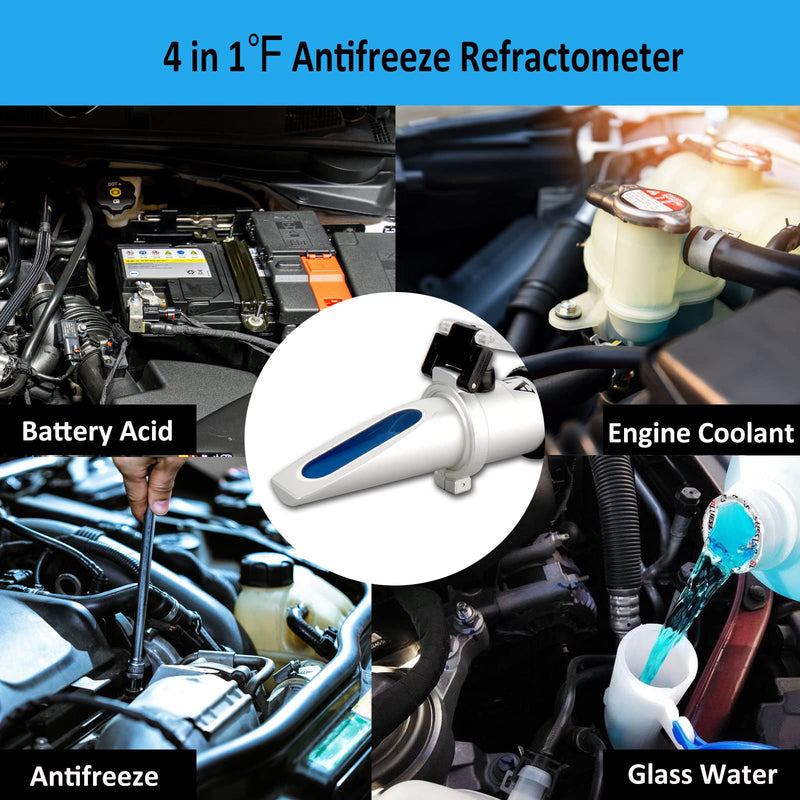 [Australia - AusPower] - Antifreeze Refractometer in Fahrenheit 4 in 1 Antifreeze Tester Coolant Refractometer Ethylene Propylene Glycol Refractometer for Antifreeze System Diesel Exhaust Fluid, Battery Acid 4-in-1 ℉ Antifreeze Refractometer 