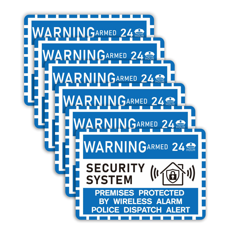 6PCS Security Alarm System Sign for Home, Self-Adhesive Weatherproof 24 Hours Warning Sticker, Safety Protection System for House Doors and Windows, Business Indoor & Outdoor Use 3.9''x2.8'' Security System Warning Small