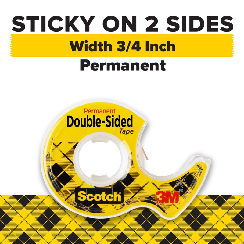 Scotch Double Sided Tape with Tape Dispenser, Office and School Supplies for Arts and Crafts, Alternative to Scrapbooking Tape, 0.75 in. x 400 in., 1 Tape Roll with 1 Tape Dispenser,Polypropylene