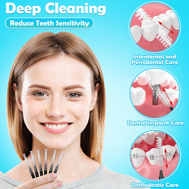 [Australia - AusPower] - 120 Pieces Interdental Brushes, Braces Brush Cleaner Orthodontic Flossers Toothpicks Floss Picks for Braces Kit for Teeth Cleaning Tools Spiral Dental Brush Head for Efficient Oral Care Black 