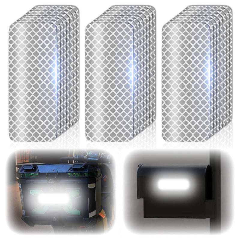 20 Pcs Super Reflection Reflective Stickers, 3.15" X 1.18" Outdoor Waterproof White Safety Reflective Tape for Car Bike Mailbox Helmet White / Silver