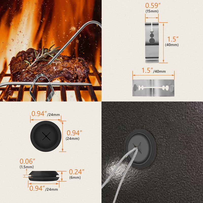[Australia - AusPower] - Temperature Probe Part 801126, Upgraded 2-Pack Temp Meat Probe, Replacement for Char-Griller Gravity Fed 980 Charcoal Grill, with Probe Grommets and Probe Clip 