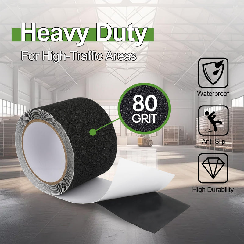 [Australia - AusPower] - LLPT Grip Tape 3" x 36 Ft Ft Black Heavy Duty Anti Slip Tape for Stairs Waterproof Outdoor Indoor Non Slip Traction Strips for Stair Steps Boats Ramp Staircase Tread (ASB311) 