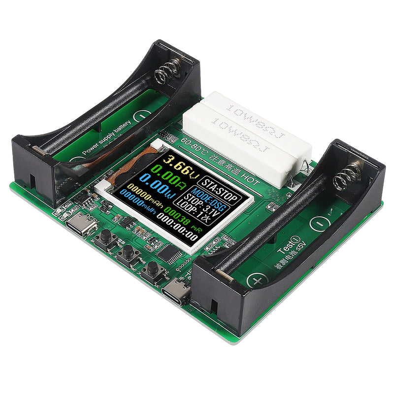 [Australia - AusPower] - 1Pcs Type-C 18650 Battery Capacity Tester Lithium Battery Internal Resistance Digital Display Detector 1-Channel Automatic Charge Discharge Module for Flat Ends 18650 Batteries 