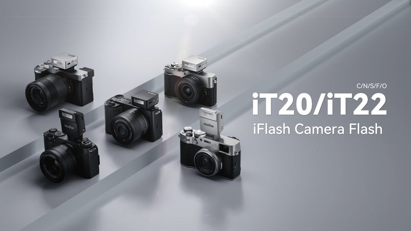 GODOX iT20 C/N/S/F/O iFlash TTL Camera Flash Light, 700+ Flashes & 1.5 s Recycling, 6 Stops (1/32 to 1/1 Power), Built in Battery with Magnetic Diffuser & Filter (Sliver, for Fuji) Sliver