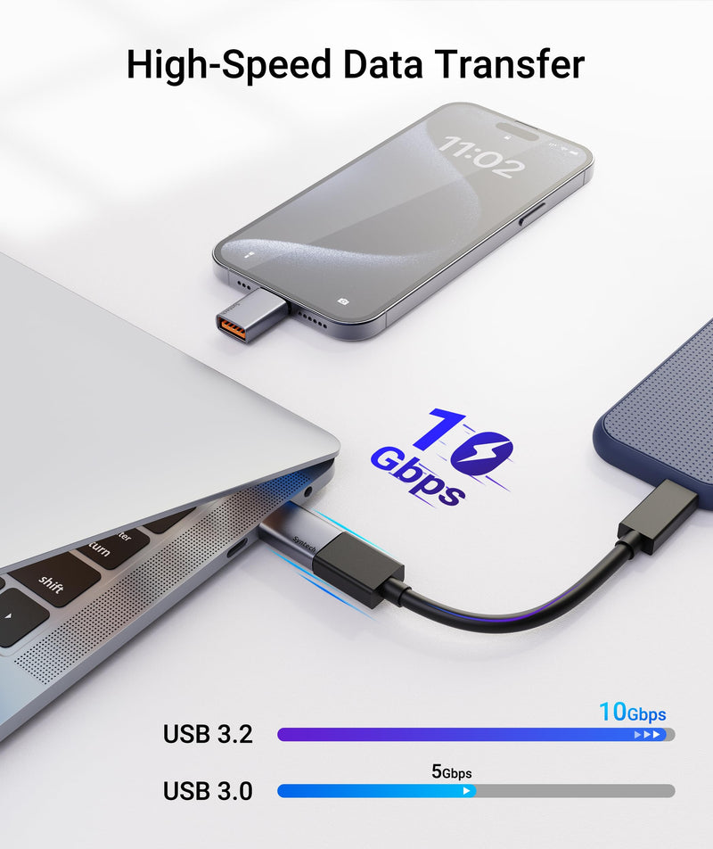 [Australia - AusPower] - Syntech USB C to USB Adapter (2 Pack), 10Gbps USB 3.2 Gen 2 Fit Side by Side, USB C Male to USB A 3.2 Female Adapter Compatible with iPhone 15 Pro Max/iPad/iMac/MacBook Pro and Thunderbolt 4/3 Devices 