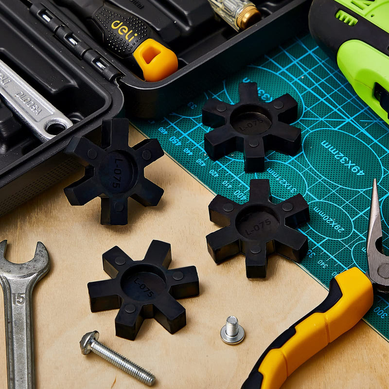 [Australia - AusPower] - Flexible NBR Rubber Spider Insert Solid Spider Center Inserts Suitable for L Jaw Coupling Set, Black (4 Pcs, L075) 4 