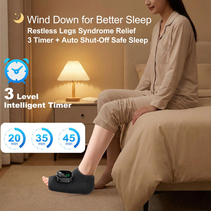 Foot Massager for Neuropathy Plantar Fasciitis Pain Relief, Cordless Heated Vibrating Cloud-Soft Ankle Wrap Feet Massage, Portable 2H Run Time, 6 Heats, 3 Modes, Auto-Off Timer, 1pcs Blackx1