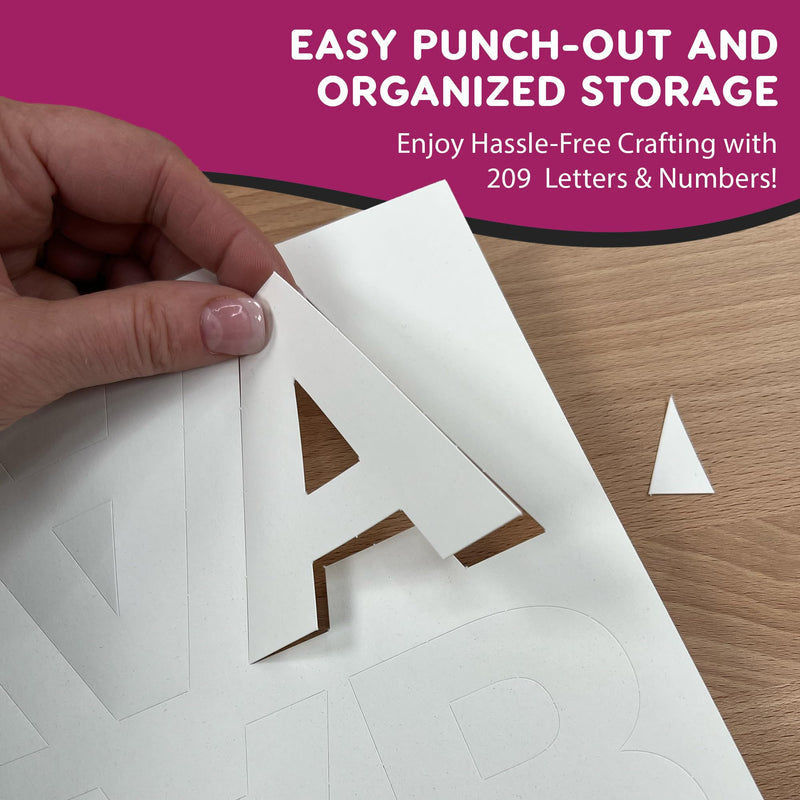 [Australia - AusPower] - 209 Pcs 3 in. White Bulletin Board Letters & Numbers, Capital Letters, Numbers, Punctuation, US Made Card Stock Punch Out Letters for Poster, Bulletin Board, Classroom - Precut Letters & Numbers 