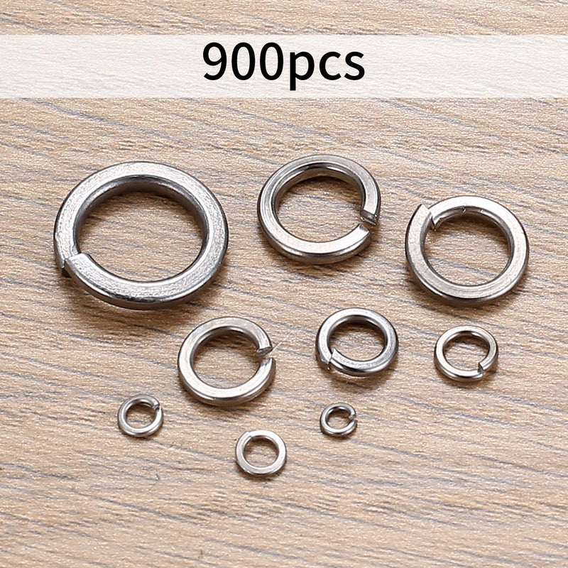 [Australia - AusPower] - 900 PCS Stainless Steel Spring Lock Washer, Split Lock Washer, Split Ring Washer Bolt Screw Spring Washer, 2#, 1/8", 5/32", 3/16", 1/4", 5/16", 3/8", 1/2" 