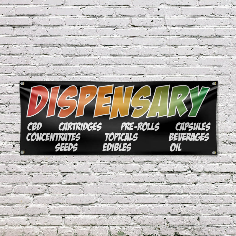 Dispensary CBD Pre Rolls Edibles Banner Sign 18 Inch x 48 Inch | 13 oz Vinyl with Metal Grommets | Heavy-Duty Single-Sided Outdoor Durable Printed High-Quality Weatherproof | Made in the USA Dispensary CBD Pre Rolls Edibles 18" x 48"